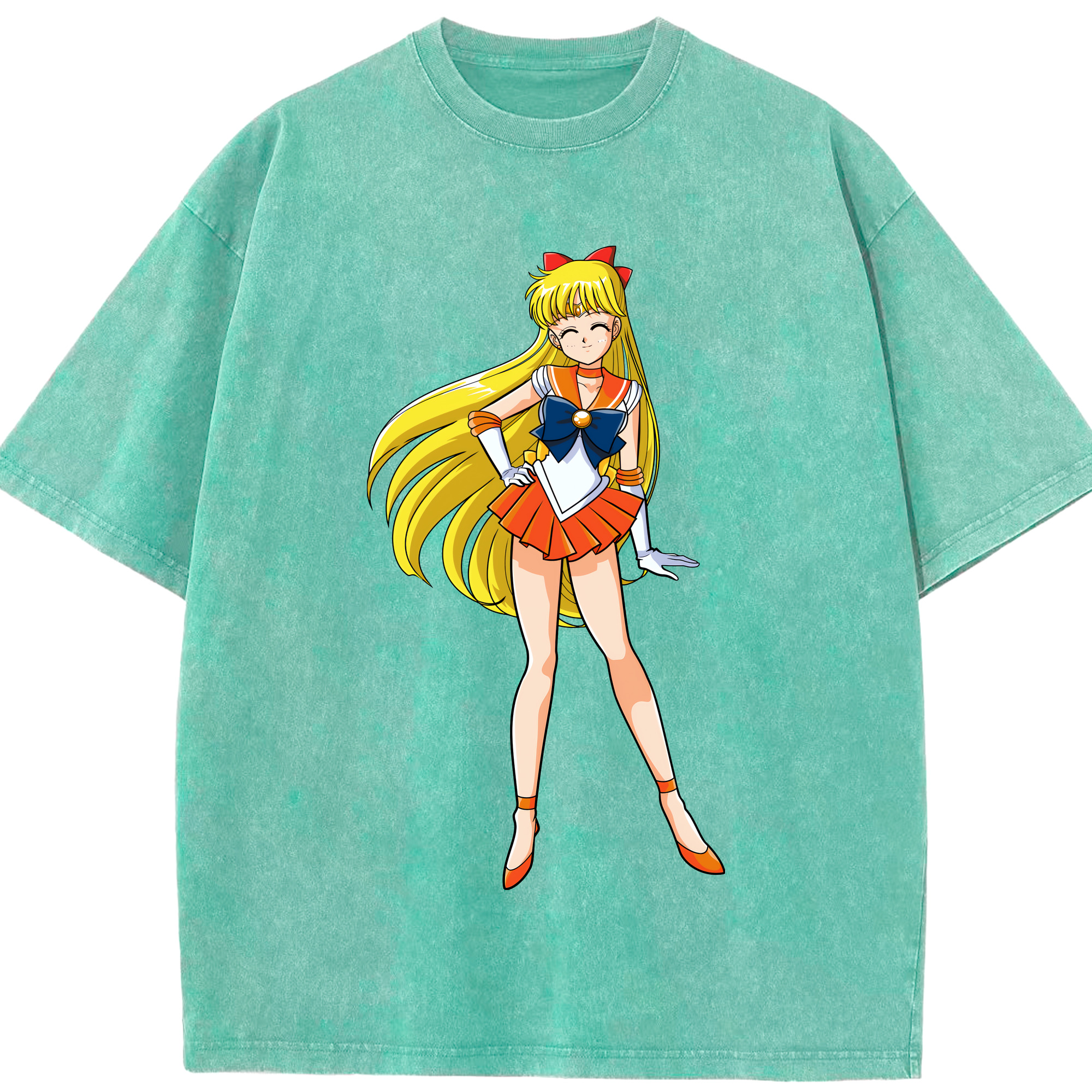 （画像用） 美少女戦士セーラームーン 愛野 美奈子 あいの みなこ Sailor Moon Aino Minako 綿100% ヴィンテージ風 半袖Tシャツ（フロントプリント）